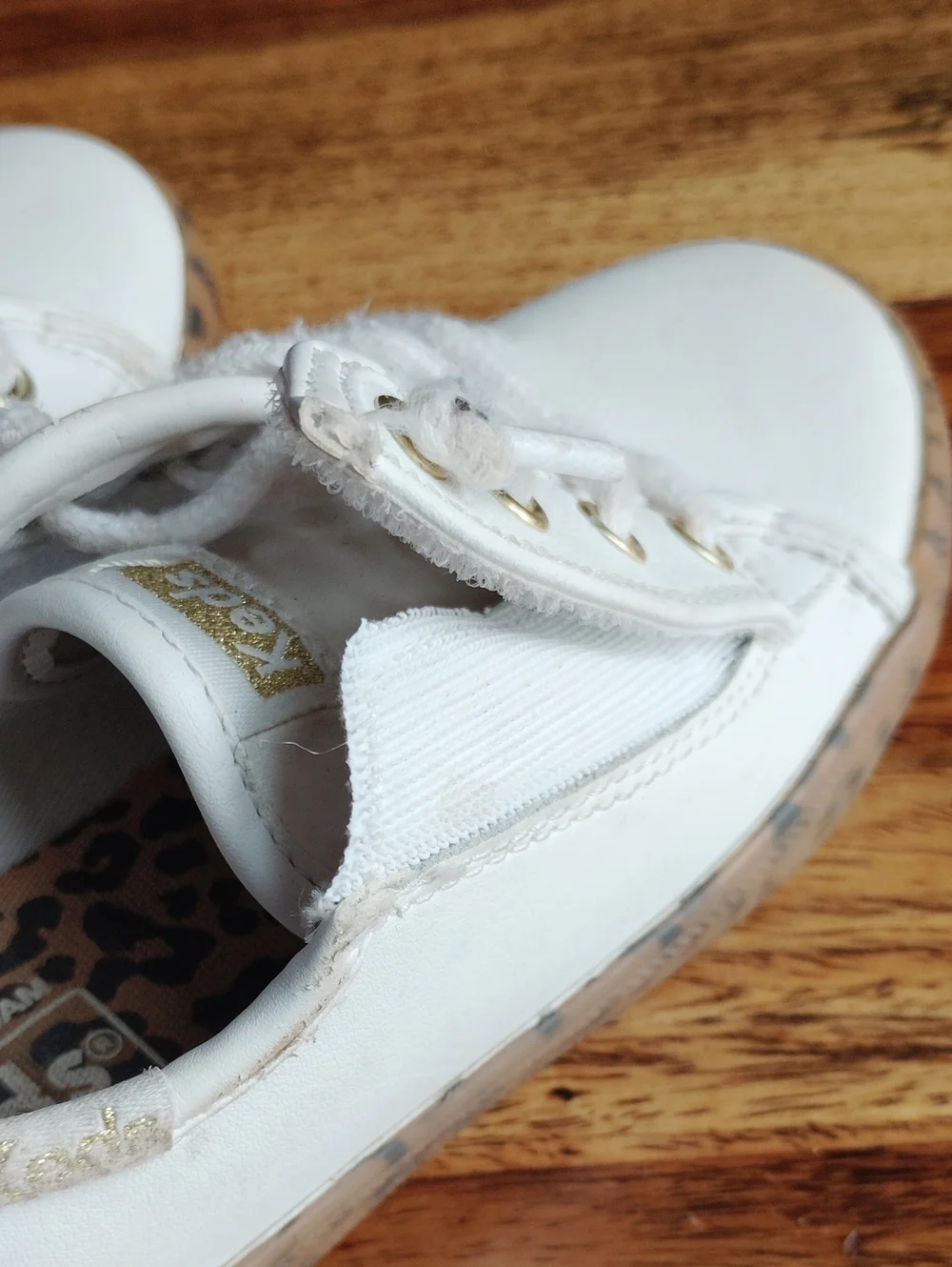 Keds Kickstart White Leather Sneaker with Leopard Sole Little Kid/Toddler Sz 8